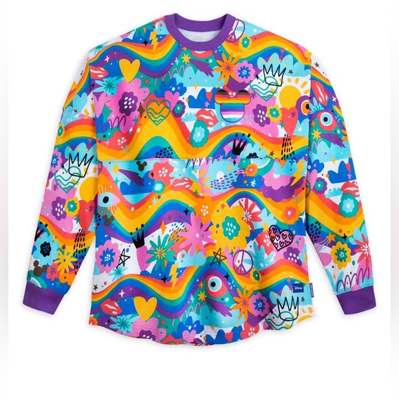 Disneyland Spirit Jersey Pride Collection Adult S Colorful Artsy Gay Day Floral - Picture 2 of 7